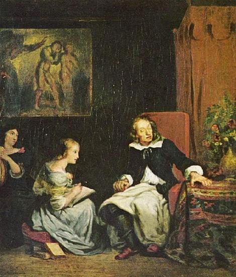 Milton diktiert seinen Tochtern das, Eugene Delacroix
